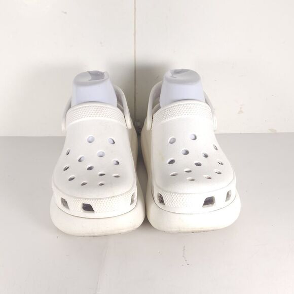 Crocs Women's Mega Crush US7 Triple White Platform Wedge Classic Clogs Sandals - Picture 3 of 16
